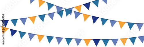 Fanions - Guirlande - Drapeaux - Triangles - Bannière festive et colorée pour la fête - Couleurs bleues et jaunes pour une célébration, un événement comme un anniversaire ou une soirée entre amis 