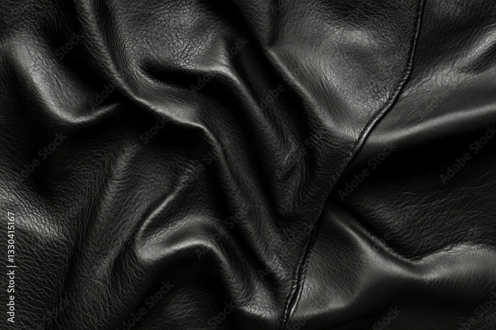Fototapeta premium Luxurious black leather texture with intricate folds. AI generated