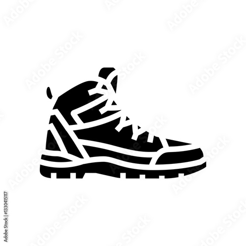hiking boots footwear tourism glyph icon vector illustration