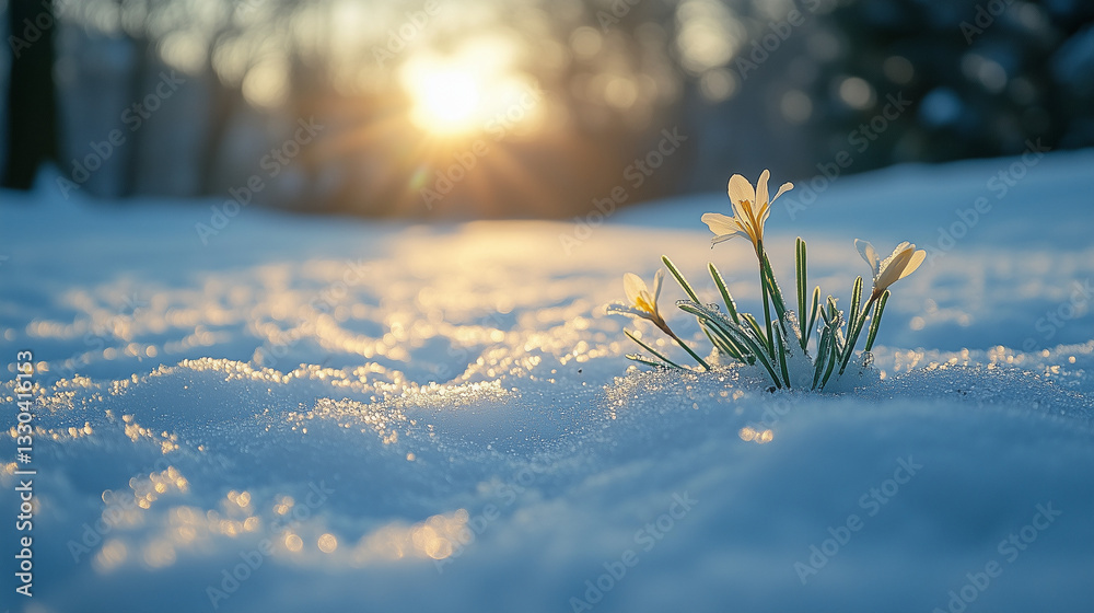 Winter replaced by spring showing spring is coming