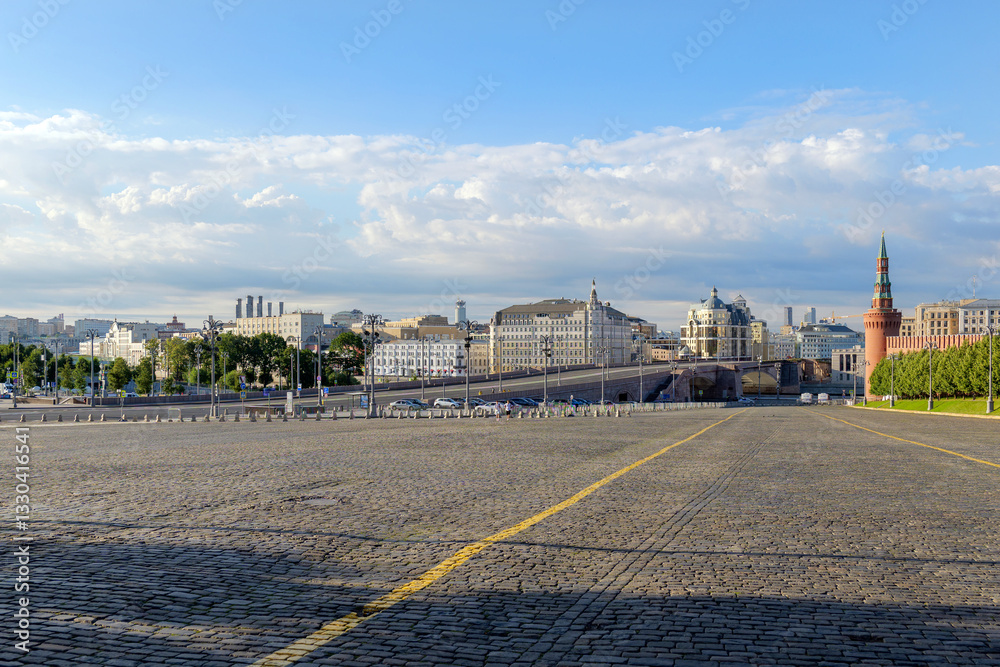 Scenic panorama of Moscow from Vasilyevsky Spusk on a bright summer day, Russia Scenic panorama of Moscow from Vasilyevsky Spusk on a bright summer day, Russia