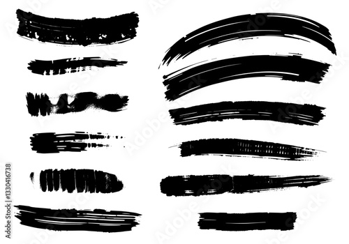 Set of grunge paint strokes. Vector illustration.