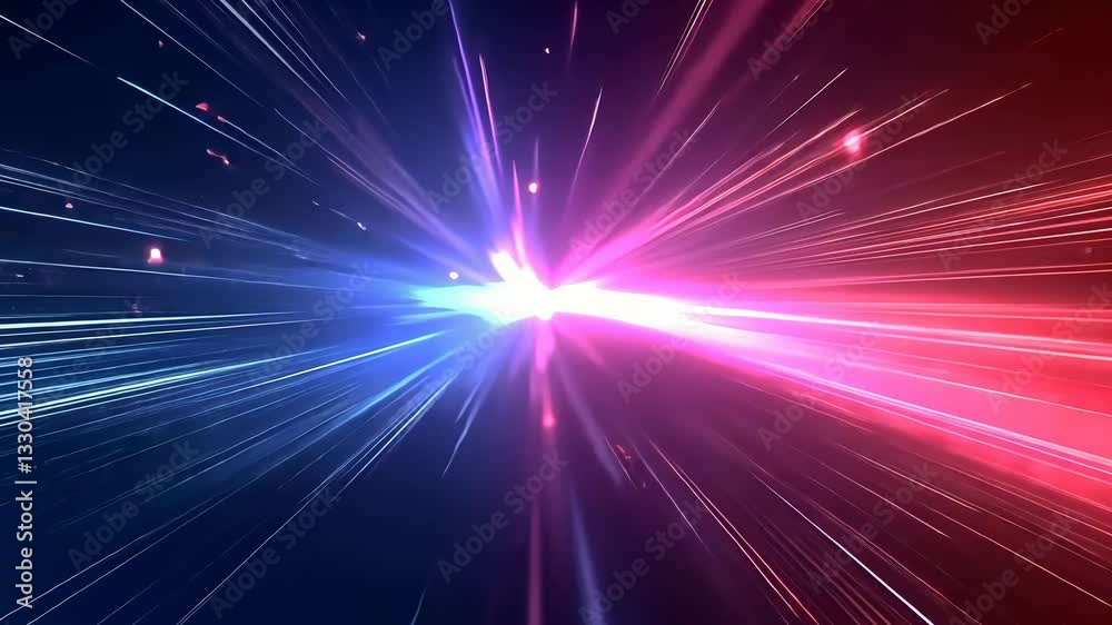 Cosmic energy explosion. Dual color rays radiate outwards