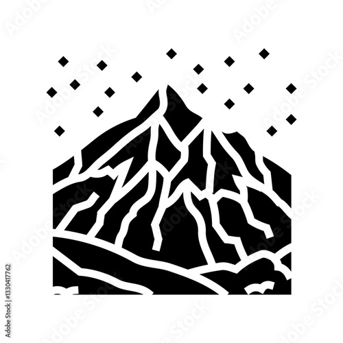 snow covered mountain skiing glyph icon vector illustration
