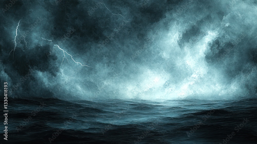 Fototapeta premium Dramatic storm clouds over a turbulent sea.
