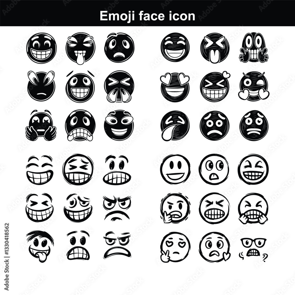 happy emoji icon set silhouette silhouette Gangster Emoticons vector set. Emoji smiling face or yellow emoticon with various facial expressions and emotions like happy, lonely, happy emoji icon set silhouette silhouette Gangster Emoticons vector set. Emoji smiling face or yellow emoticon with various facial expressions and emotions like happy, lonely,