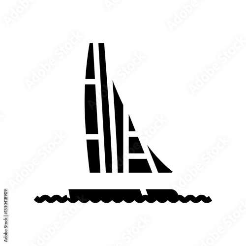 yacht race sailing sport glyph icon vector illustration