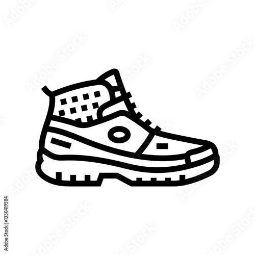 backpacking boots footwear tourism line icon vector illustration