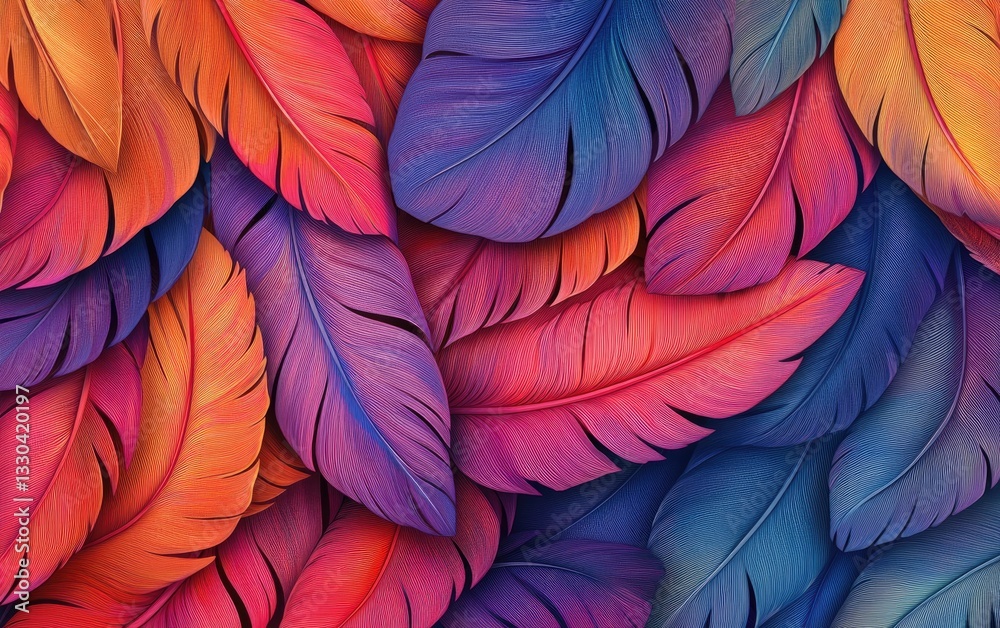 custom made wallpaper toronto digitalColorful Feather Pattern with Red and Yellow Macaw Design