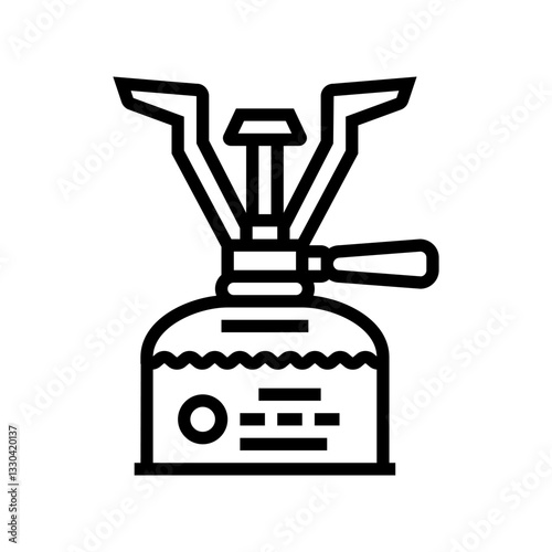 compact camping stove ultralight trekking line icon vector illustration