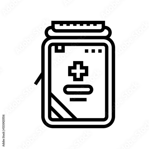 compact first aid kit ultralight hiking line icon vector illustration