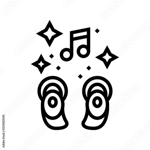 earbuds playing soothing sounds line icon vector illustration
