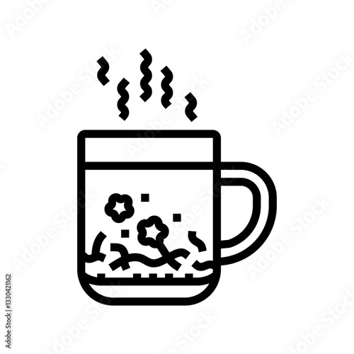 herbal tea mug steam recovery wellness line icon vector illustration