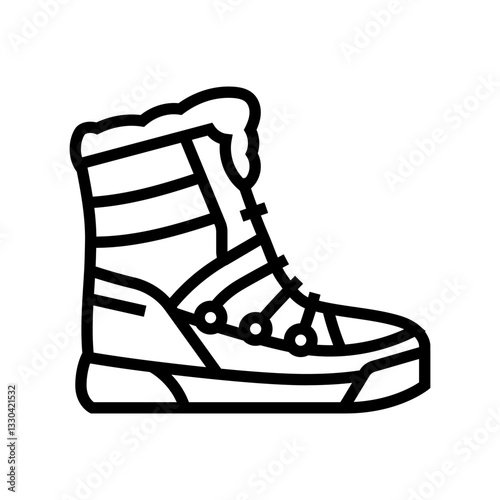 insulated winter boots footwear tourism line icon vector illustration