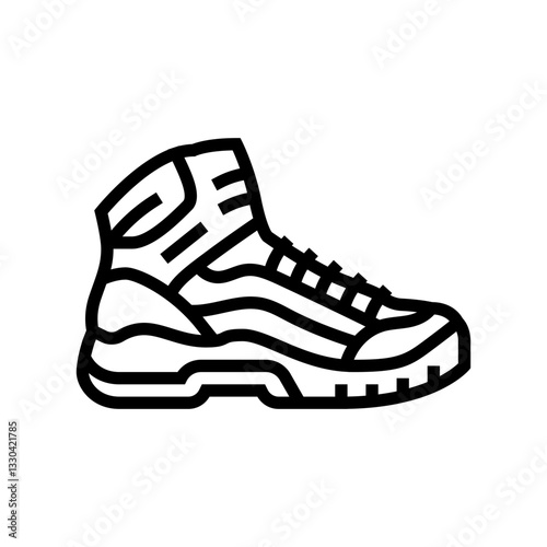 lightweight hiking boots ultralight hiking line icon vector illustration
