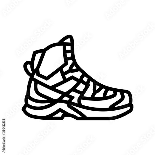 over the ankle hiking shoes footwear tourism line icon vector illustration