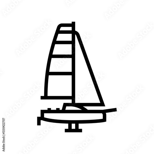 racing yacht sailing sport line icon vector illustration