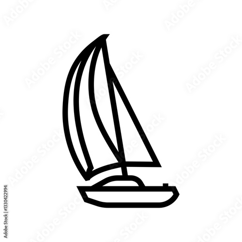 sails full sailing sport line icon vector illustration