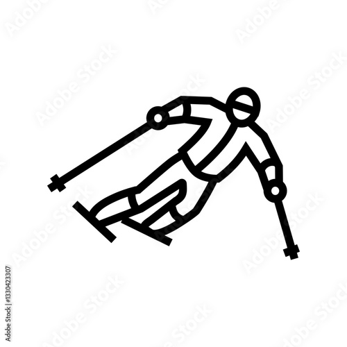 skier downhill position mountain skiing line icon vector illustration