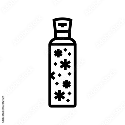 thermos flask snowflakes mountain skiing line icon vector illustration