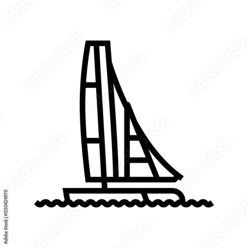 yacht race sailing sport line icon vector illustration