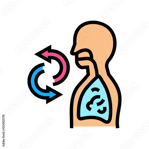 breathing exercise arrows recovery wellness color icon vector illustration