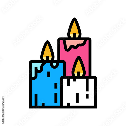 candle flame relaxation recovery wellness color icon vector illustration