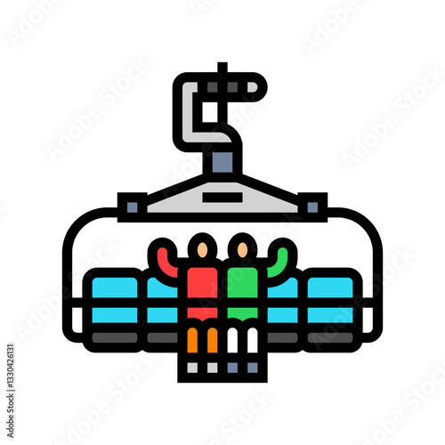 chairlift skier mountain skiing color icon vector illustration