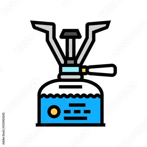 compact camping stove ultralight trekking color icon vector illustration