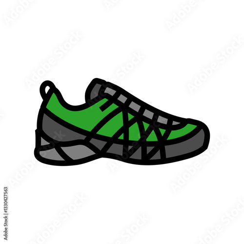 hybrid hiking shoes footwear tourism color icon vector illustration
