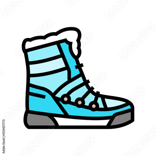 insulated winter boots footwear tourism color icon vector illustration