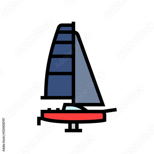 racing yacht sailing sport color icon vector illustration