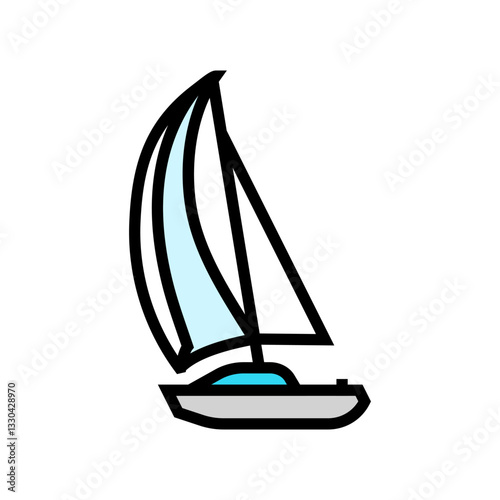 sails full sailing sport color icon vector illustration