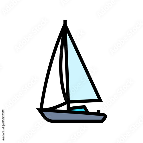 sailboat sailing sport color icon vector illustration