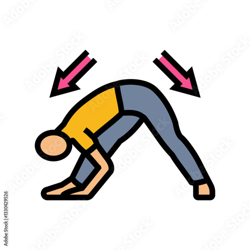 stretching pose arrows flexibility color icon vector illustration