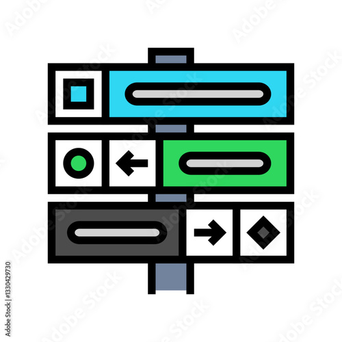 trail marker mountain skiing color icon vector illustration