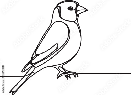 Goldfinch Line Drawing Vector Art. Elegant Bird Illustration