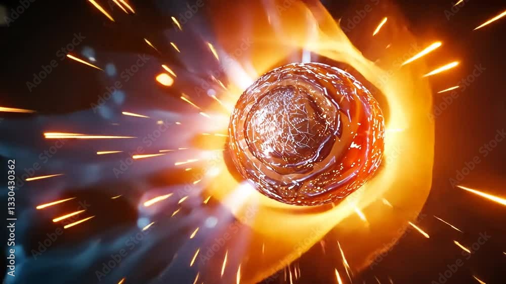 Leuchtende Explosion eines Energieballs im Weltraum