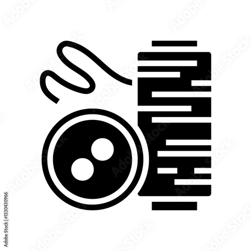 button and thread thrift driven fashion glyph icon vector illustration