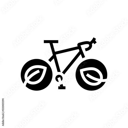 cycling green leaves sustainable fitness glyph icon vector illustration