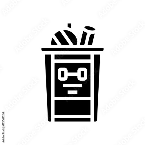 green recycle bin workout gear sustainable fitness glyph icon vector illustration