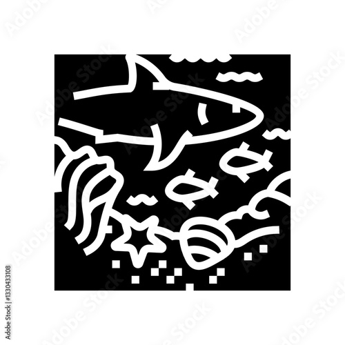 marine life world ocean glyph icon vector illustration