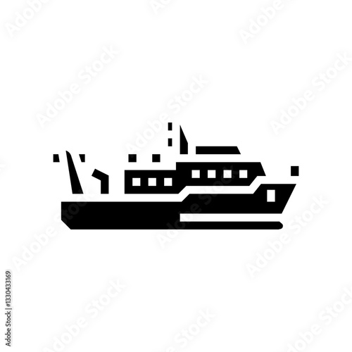 marine research vessel world ocean glyph icon vector illustration