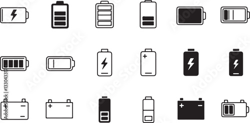 Vector batery icon set on grey background