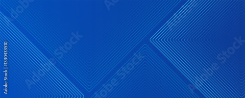 Geometric glowing line pattern horizontal cover on dark blue gradient background. Luxurious shiny squares curved corner pattern. Modern futuristic abstract texture graphics.