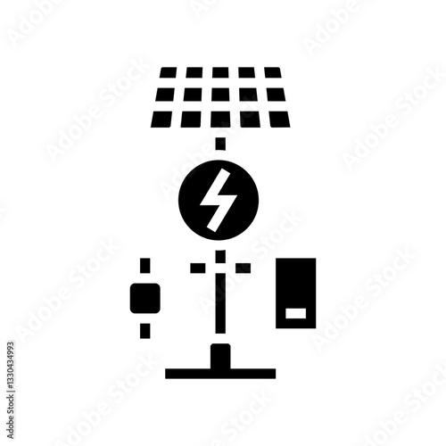 solar powered charging station devices glyph icon vector illustration