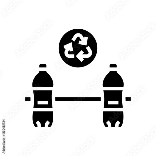 upcycled dumbbells kettlebells outdoor fitness glyph icon vector illustration