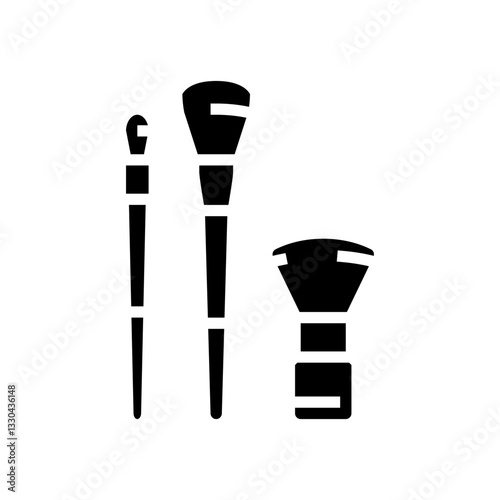 wooden makeup brush sustainable beauty glyph icon vector illustration