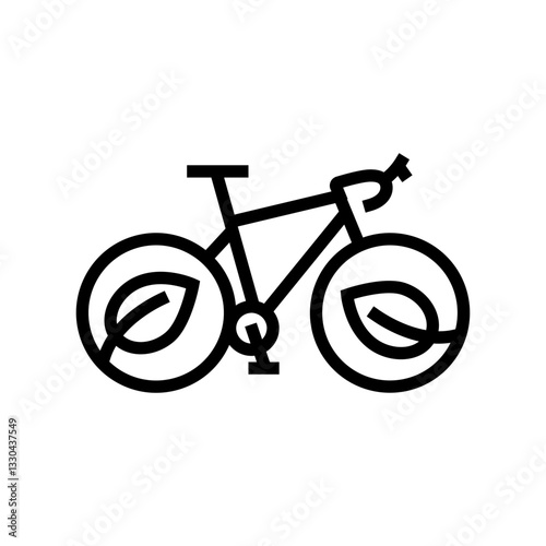 cycling green leaves sustainable fitness line icon vector illustration