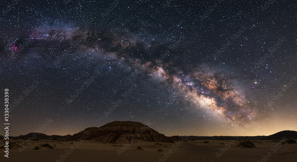 Fototapeta premium Milky Way Over Desert Landscape with Rock Formation at Night